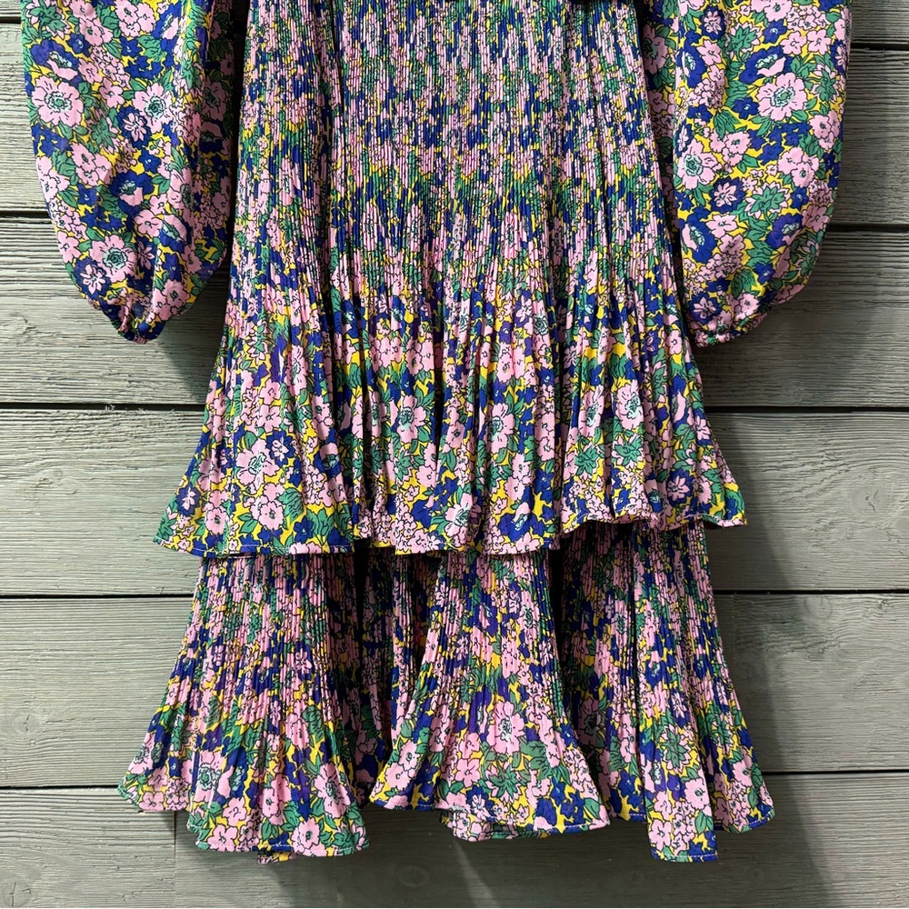 NWT Boden Plisse Pink Floral Ruffle Mini Dress Sz 8 - Picture 13 of 16